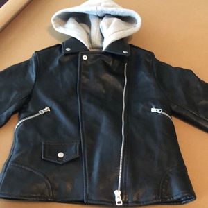 Zara girls hooded leather jacket. Size 8